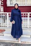 ELBİSEŞifon Elbise Gül Aksesuarlı 1072 Lacivert 