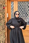 ELBİSEŞifon Elbise Gül Aksesuarlı 1072 Siyah
