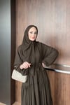 ELBİSEŞifon Elbise Şal Detaylı 1187 Kahve
