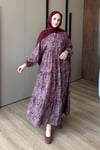 ELBİSEViskon Desenli Elbise 1103 Bordo
