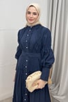 ELBİSEVİYANA KETEN ELBİSE 8246-S LACİVERT