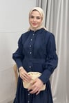 ELBİSEVİYANA KETEN ELBİSE 8246-S LACİVERT