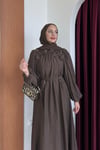ELBİSEYakası Çiçekli Elbise 1192 Kahve
