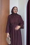 ELBİSEYakası Çiçekli Elbise 1192 Mürdüm