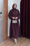 ELBİSEYakası Çiçekli Elbise 1192 Mürdüm
