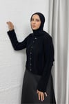 HIRKABüzgü Detaylı Hırka Siyah 24597