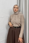HIRKABüzgü Detaylı Hırka Vizon 24597