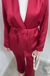TAKIMBella Bel Büzgülü Ceket Takım 7097 Bordo