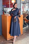 TAKIMÇizgili Etekli Denim Takım 1065 Lacivert