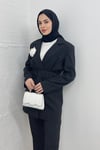 TAKIMGÜL AKSESUARLI  ÇİZGİLİ TAKIM 7176 SİYAH
