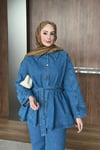 TAKIMLina Kolları Düğmeli Kot Takım 1055 mavi