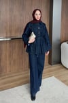 TAKIMLina Kolları Düğmeli Kot Takım 1055 Lacivert