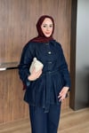 TAKIMLina Kolları Düğmeli Kot Takım 1055 Lacivert
