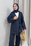 TAKIMNOUN KİMONO KETEN TAKIM 1044 LACİVERT 