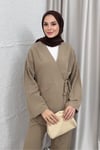 TAKIMNOUN KİMONO KETEN TAKIM 1044 VİZON