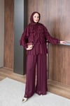 TAKIMŞifon Pantolonlu Takım 1189 Bordo