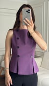BLUZBüşceÇİFT DÜĞME DETAYLI BLUZ MOR