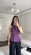 BLUZBüşceÇİFT DÜĞME DETAYLI BLUZ MOR