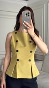 BLUZBüşceÇİFT DÜĞME DETAYLI BLUZ YEŞİL
