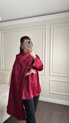 BLUZBüşceSATEN ŞALLI BLUZ BORDO