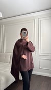 BLUZBüşceSATEN ŞALLI BLUZ KAHVERENGİ