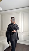 BLUZBüşceSATEN ŞALLI BLUZ  SİYAH