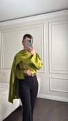 BLUZBüşceSATEN ŞALLI BLUZ YEŞİL