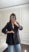 CEKETBüşceÇİZGİLİ KOL DETAYLI ASTARLI CEKET SİYAH