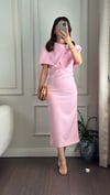 ELBİSEBüşceALİCE PEMBE PELERİN BROŞ DETAYLI ELBİSE