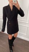 ELBİSEBUSCEATLAS ŞAL YAKA ELBİSE SİYAH