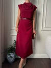ELBİSEBüşceDRAPE DETAYLI ELBİSE BORDO