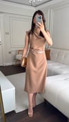 ELBİSEBüşceDRAPE DETAYLI ELBİSE VİZON