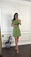 ELBİSEBüşceFISTIK YEŞİLİ VATKALI ELBİSE
