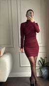 ELBİSEBüşceSİMLİ BORDO MİNİ ELBİSE