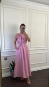 ELBİSEBüşceYAKASI ÖRGÜLÜ PEMBE ELBİSE
