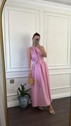 ELBİSEBüşceYAKASI ÖRGÜLÜ PEMBE ELBİSE