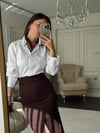 ETEKBüşceKAHVERENGİ ÖN YIRTMAÇLI MİDİ BOY ETEK