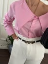 GÖMLEKBüşceASİMETRİK YAKA PEMBE GÖMLEK