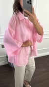 GÖMLEKBüşceOVERSİZE İPEKSİ GÖMLEK PEMBE