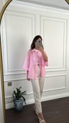 GÖMLEKBüşceOVERSİZE İPEKSİ GÖMLEK PEMBE