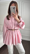 GÖMLEKBüşcePİLELİ SALAŞ GÖMLEK PEMBE