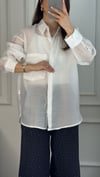 GÖMLEKBüşceTAŞLI TENCEL KUMAŞ GÖMLEK BEYAZ