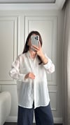 GÖMLEKBüşceTAŞLI TENCEL KUMAŞ GÖMLEK BEYAZ