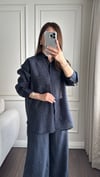 GÖMLEKBüşceTAŞLI TENCEL KUMAŞ GÖMLEK LACİVERT