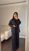 GÖMLEKBüşceTAŞLI TENCEL KUMAŞ GÖMLEK LACİVERT