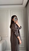 GÖMLEKBüşceTAŞLI TENCEL KUMAŞ GÖMLEK VİZON