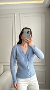 HIRKABüşceDANTELLİ YUMUŞAK HIRKA MAVİ