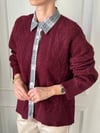 HIRKABüşceGRİ ŞERİTLİ GÖMLEK YAKA BORDO HIRKA