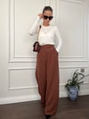 KAHVERENGİ BOL KUMAŞ PANTALON