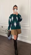 KAZAKBüşceYEŞİL BAKLAVA DESENLİ TRİKO KAZAK